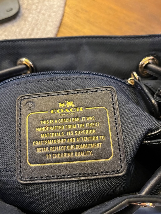 COACH Croc-Embossed Leather Turnlock Rucksack Backpack - Navy Blue & Gold main image 4